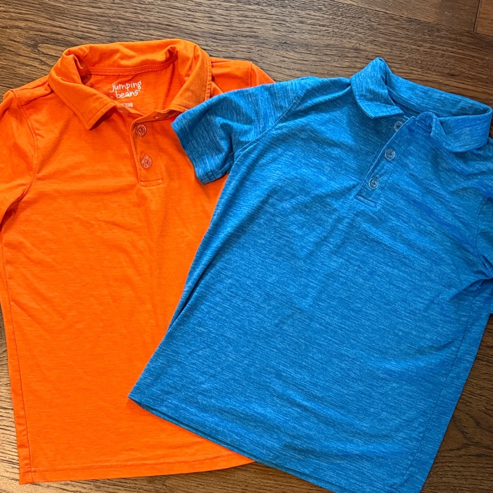 2x Jumping Beans Vibrant Orange and Cool Blue Kids' Polos